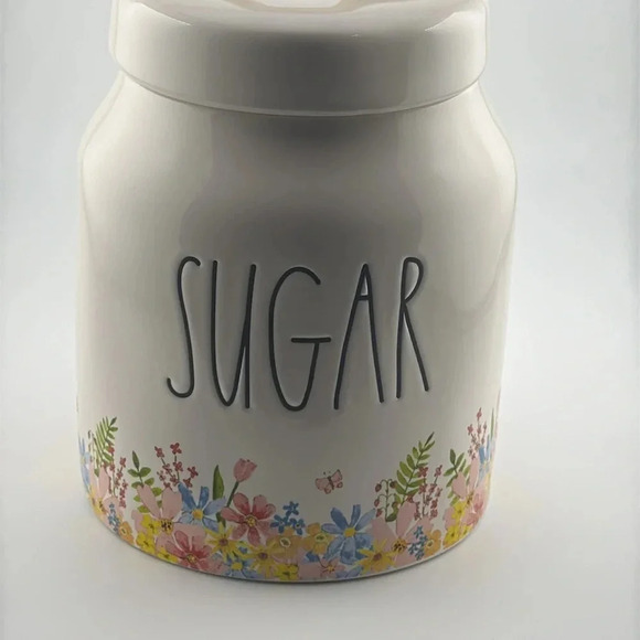 💥Rae Dunn Spring/Floral/Flowers Sugar Ceramic Canister Food storage w/lid 8” - Picture 2 of 14